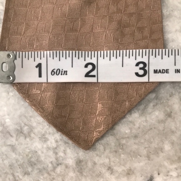 Vintage Mens Silk Tie Tan Embroidered Unique Rare Designer - Picture 5 of 5